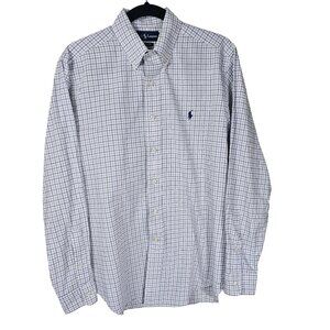 Ralph Lauren Classic Fit Checked Plaid Button Down Shirt M Cotton Preppy Pony